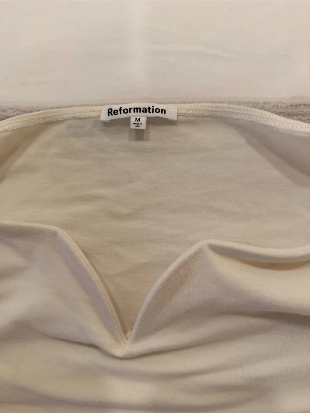 Reformation Ruched Cream Top